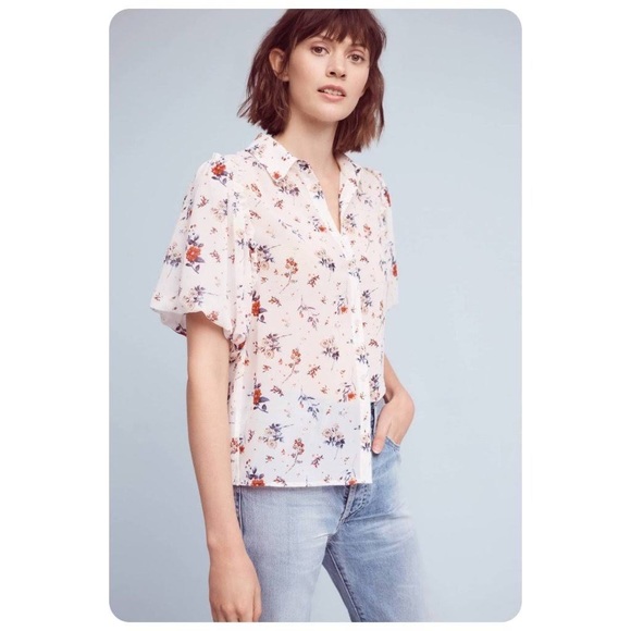 Anthropologie Maeve Dellaroe Floral Button-down size S - Picture 6 of 12